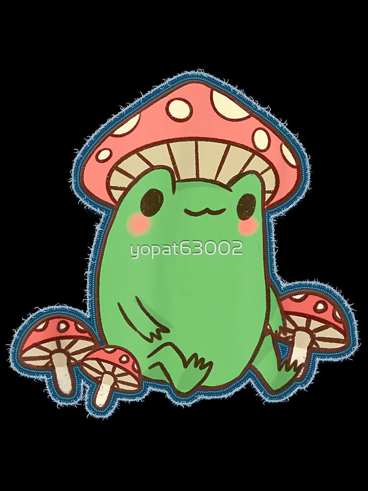 Frog with Mushroom Hat Cottagecore Aesthetic by yopat63002