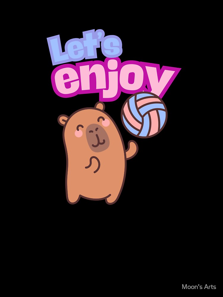 Cute Capybara Illustration – Kawaii Animal with “Let’s Enjoy” Text by Moon's Arts