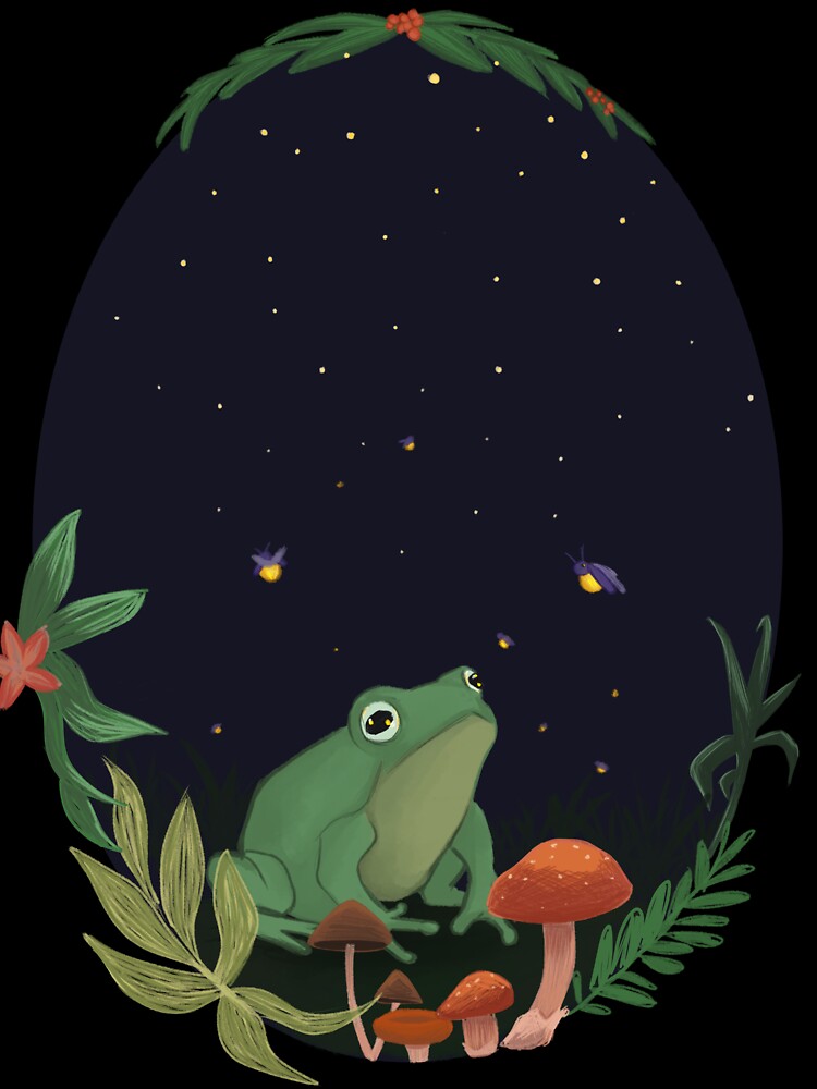 Cottagecore Aesthetic Frog with mushrooms goblincore by ciken007