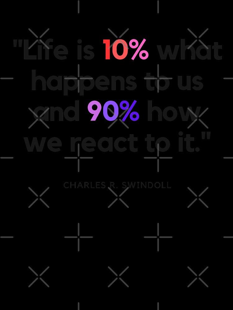 "Life is 10% what happens to us and 90% how we react to it." - Charles R. Swindoll Motivational Quote by Bananobanini