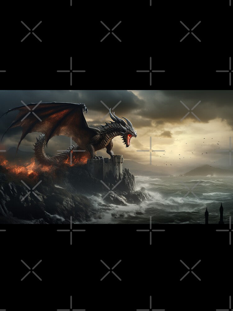 Dark Fantasy Landscape - Fire Dragon Roaring by Fantasy Masterpiece