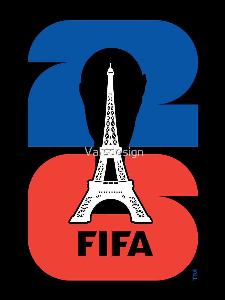 France Eiffel Tower FIFA Football Fan Minimal Graphic T-Shirt by Valisdesign
