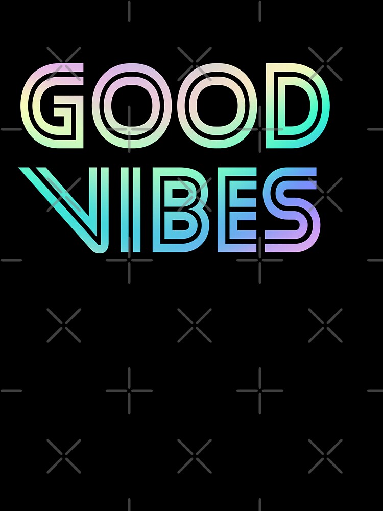 Gradient Pastel Green Spectrum Stripes 3D Extruded Retro Vintage Sans Serif Display Typography Good Vibes Quotes by Cawaiico