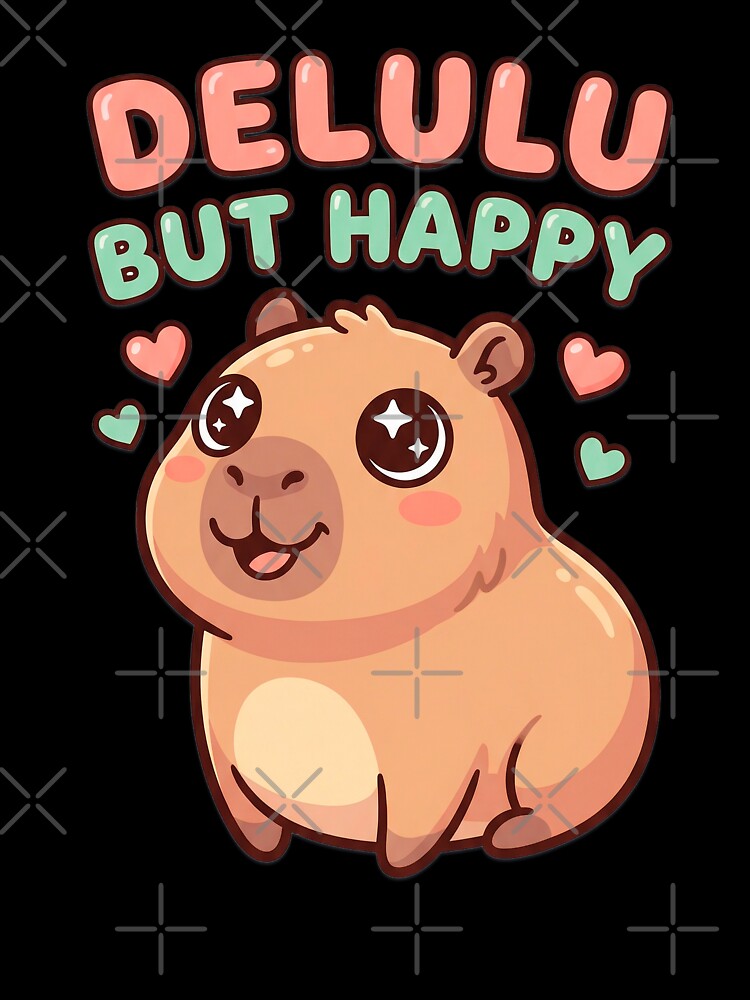 Delulu But Happy Capybara – Cute Delusional Optimism Meme by Visual Dept.
