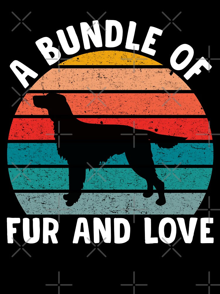 A Bundle Of Fur And Love Retro Sunset irish setter dog by finchestee