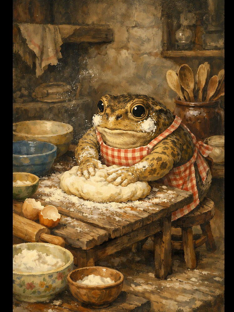 Toad's Baking Mess - Cottagecore Frog by bapupa
