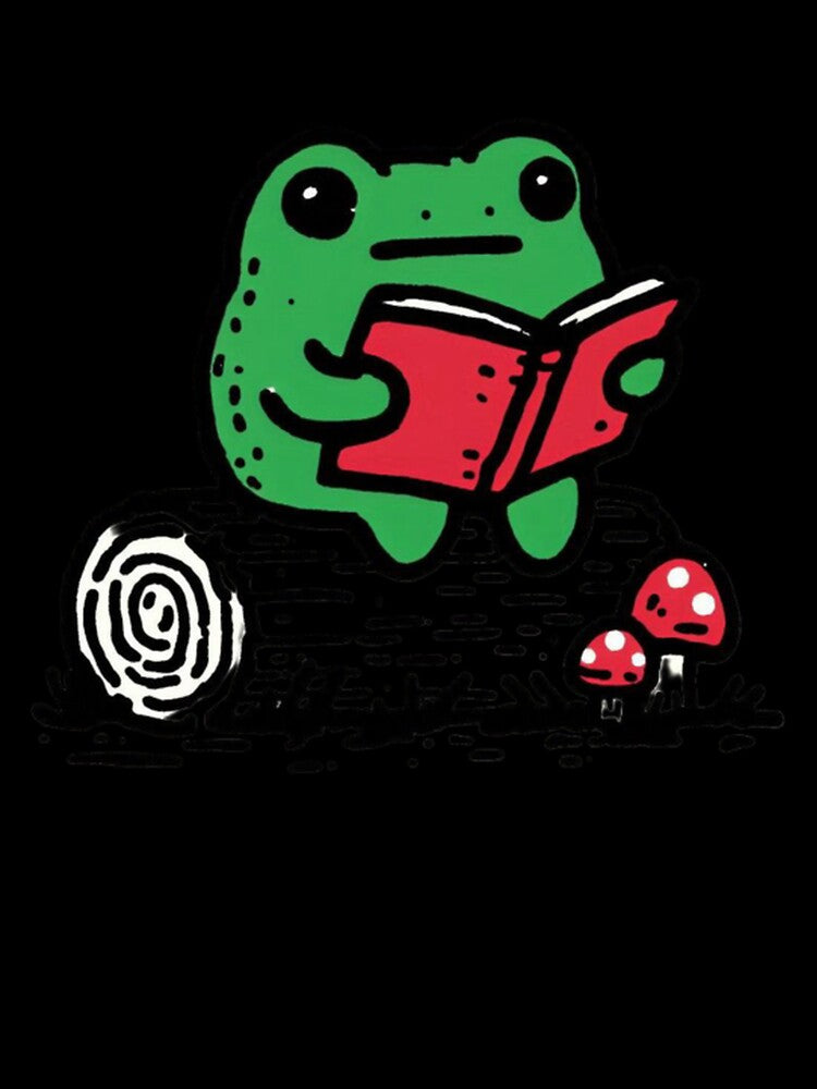 Bookworm Frog Cute Frog Reading On A Log by RibbitRender