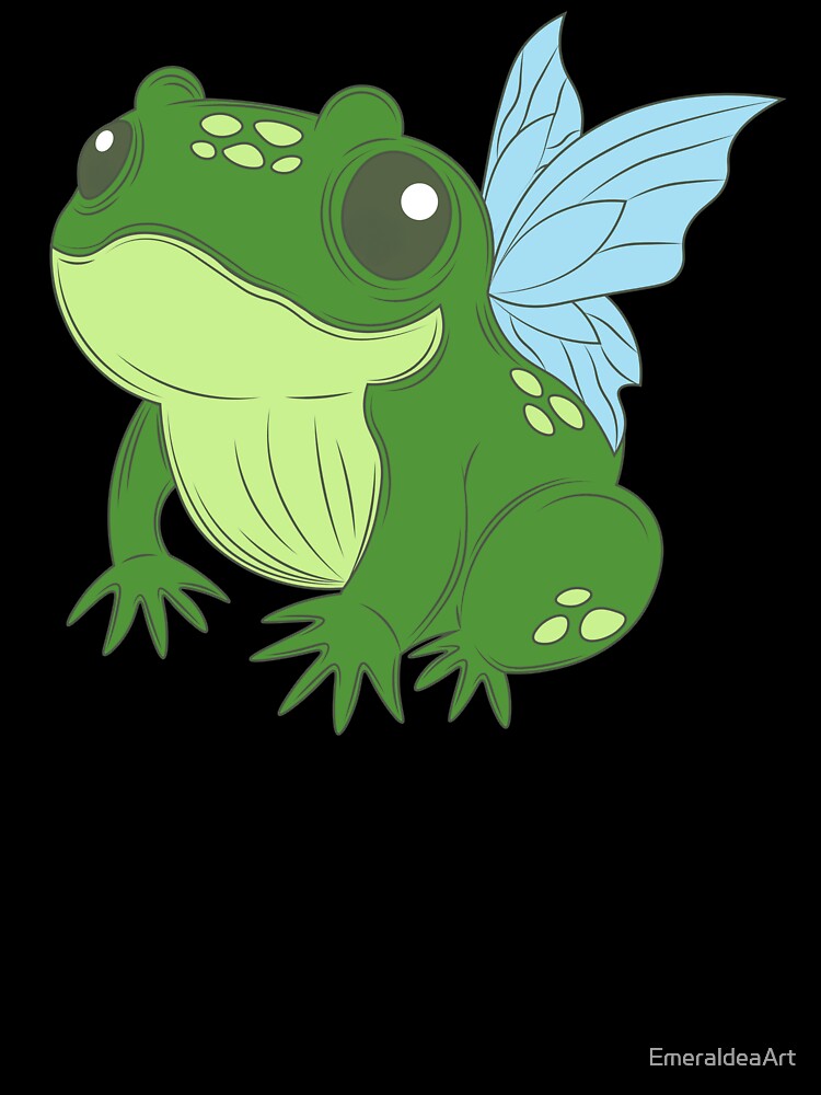 Cute fairy frog - a green toad with butterfly fae wings by EmeraldeaArt