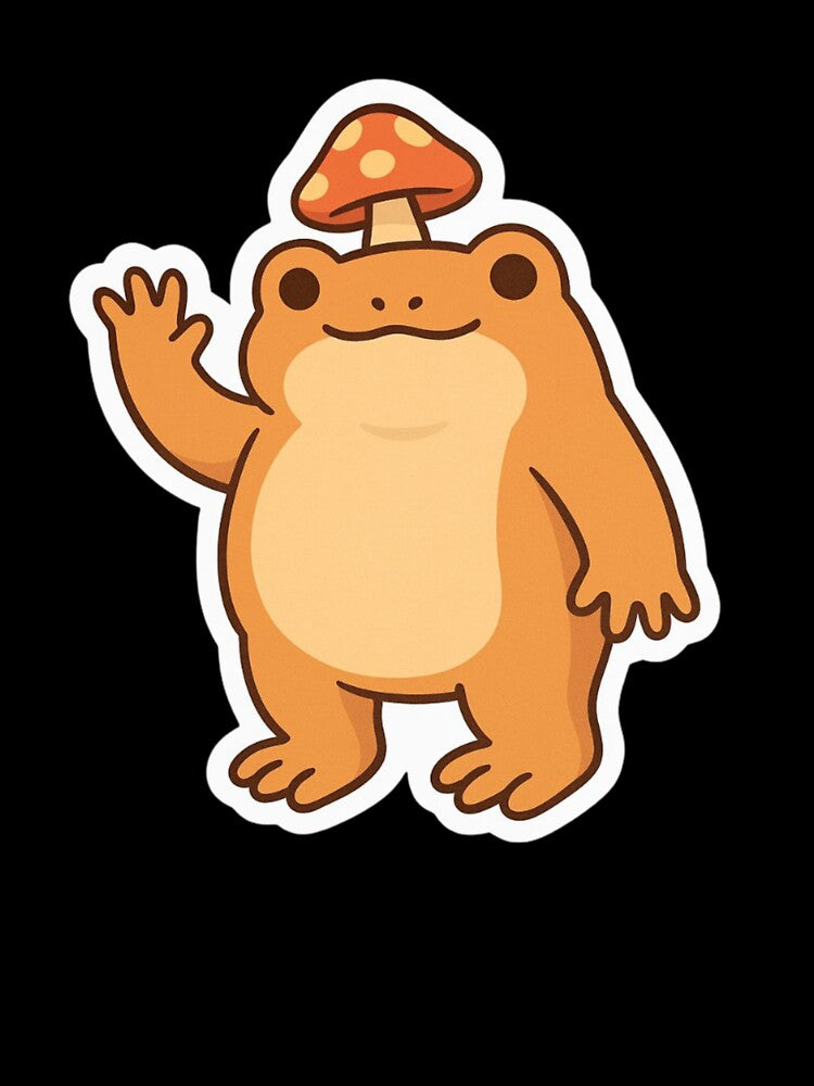 Mushroom Frog – Cute Waving Cottagecore Sticker by SaajiOfficial