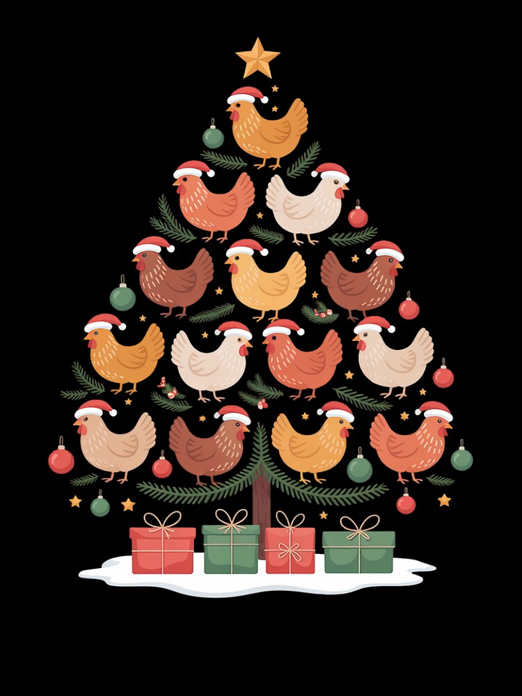 Festive Chicken Christmas Tree for Holiday by Rrettgison