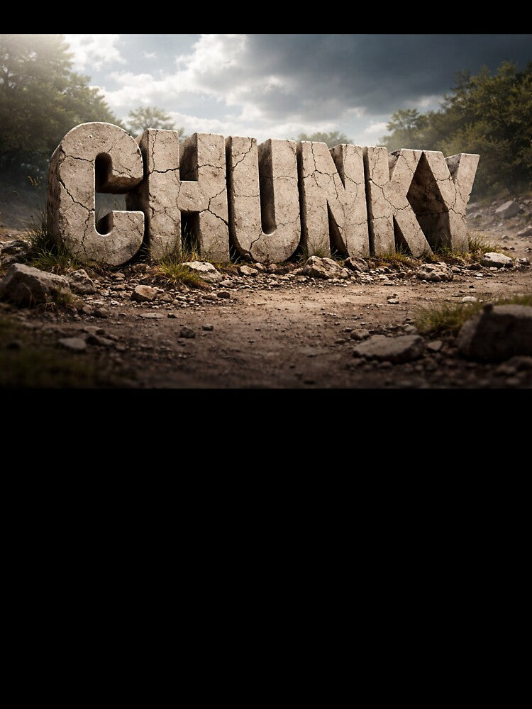 Chunky Typography Stone Text Design – Bold 3D Rugged Style by GarnerSupplyCo