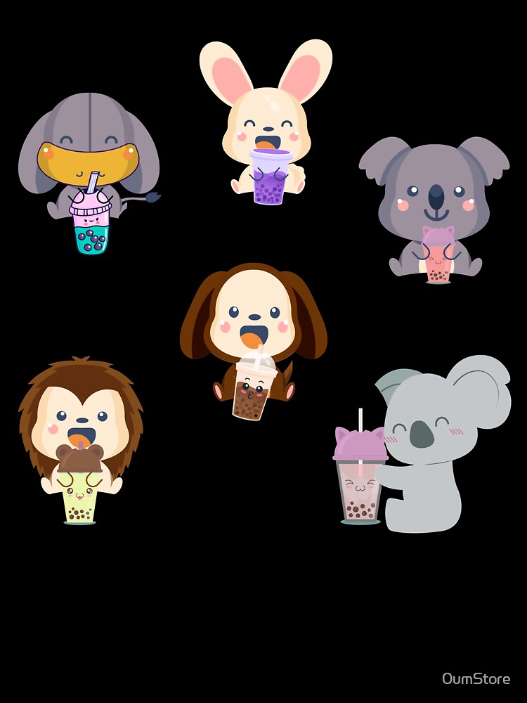 Kawaii Animal Boba Tea cute elephant rabbit koala monkey lion by 0umStore