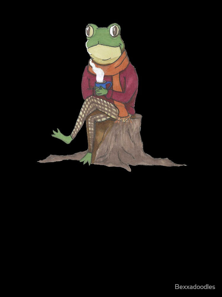Cozy Frog with Hot Cocoa | Fall Aesthetic Animal Art | Cute Frog Illustration by Bexxadoodles