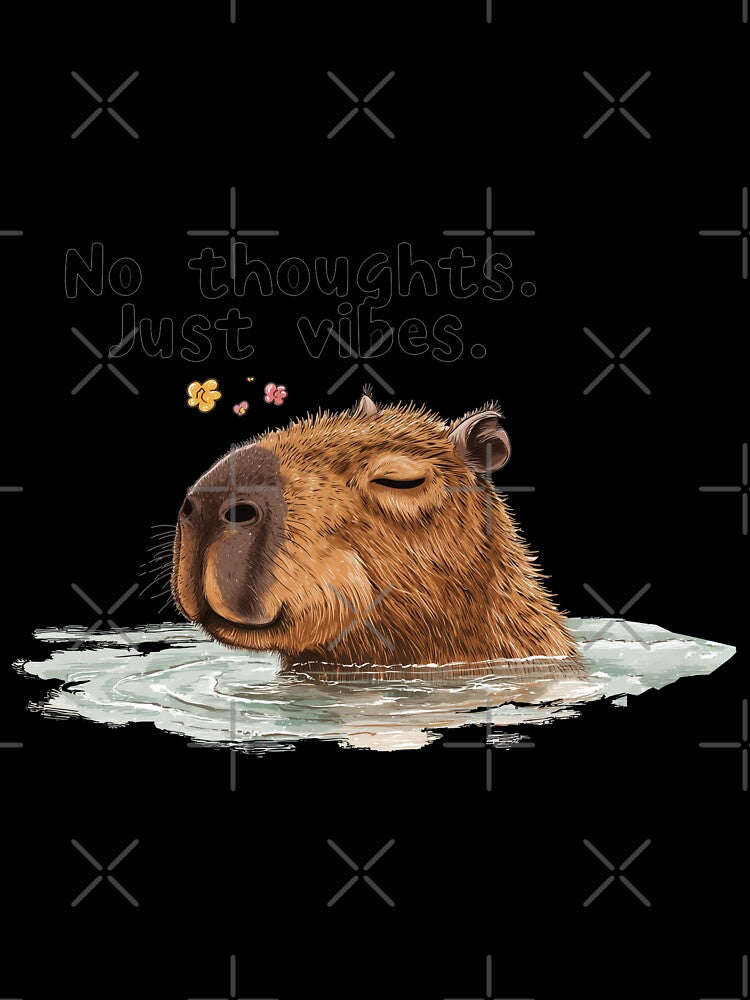 Funny Meme - No Thoughts Just Vibes - Chill Capybara Zen by hamishby