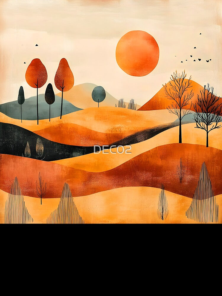 Boho Abstract Art Mountain Landscape Sunrise Modern Art by DEC02