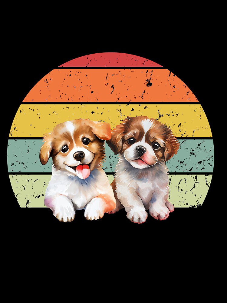 Easily distracted by puppies Retro sunset design - black text by 29Bumblebee