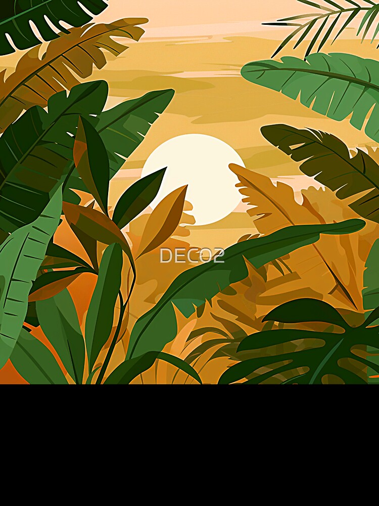 Fantasy Boho View Of Sunset Through Palm Leaves by DEC02
