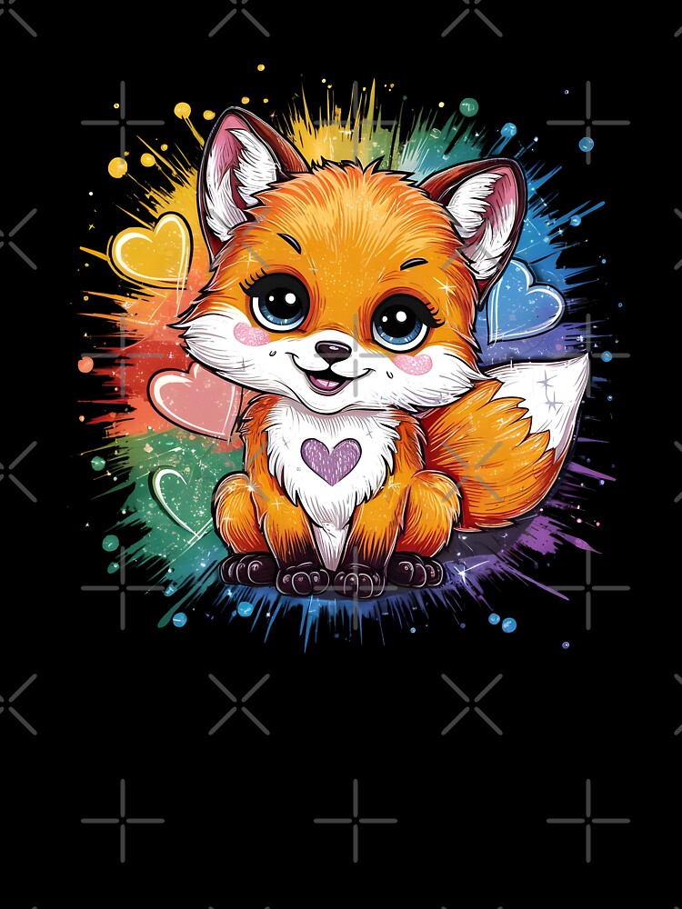 Cute animal kawaii love heart colors splash painting by madevdine