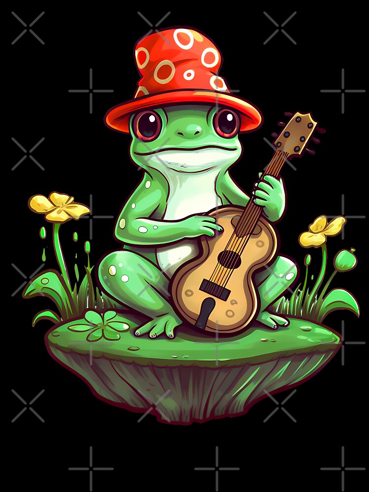 Cottagecore Aesthetic Frog Playing Guitar Banjo Graphic by sanadkarmakar