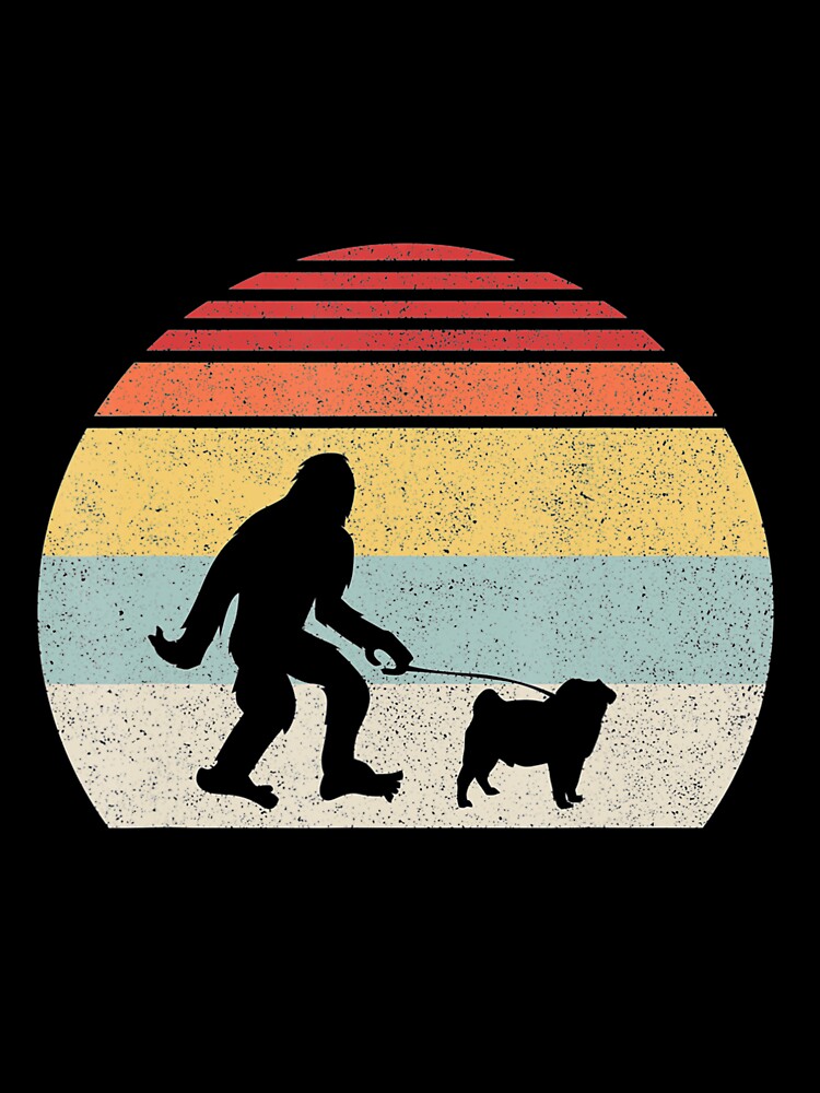 Vintage Retro Bigfoot Walking Pug Dog by Jocelyn221