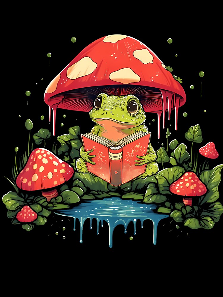 Cute Cottagecore Mushroom Frog Aesthetic Girls Women Graphic by AndreaBonnie
