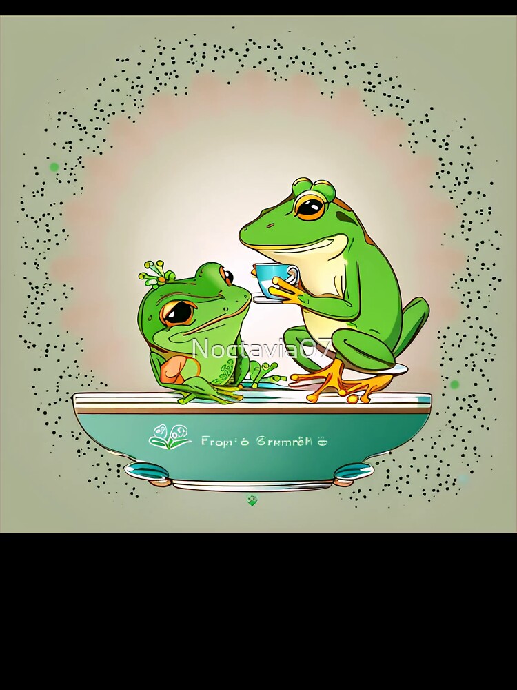 Cute Frogs Drinking Tea Illustration | Whimsical Frog Art | Cozy Cottagecore Animal Design by Noctavia07