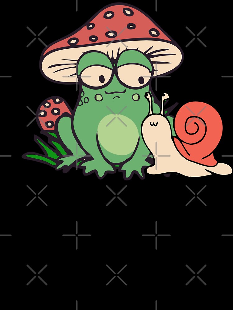 Cottagecore Aesthetic Frog Snail Cute Mushroom Hat Toad Illustration by alenaz