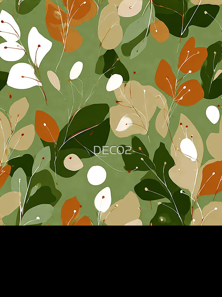 Boho Abstract Leaves In Green, Earthtones, And Orange by DEC02