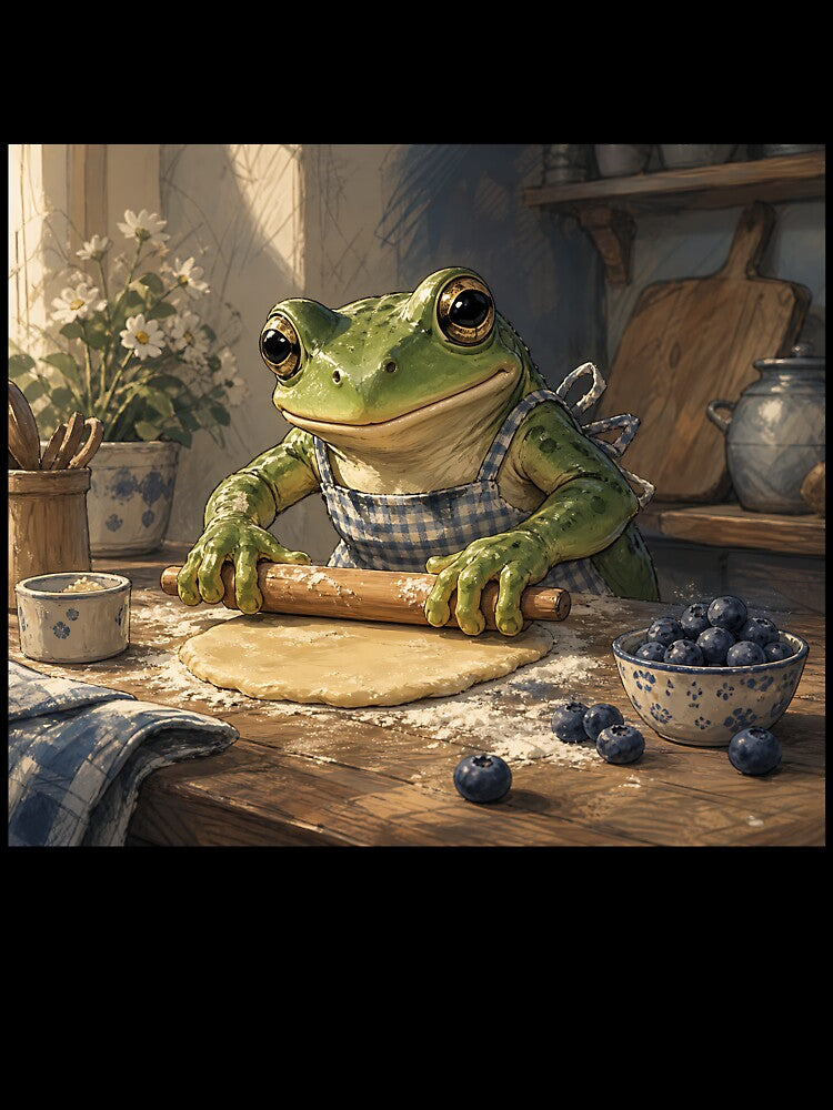 Baking Day Puddles - Cute Cottagecore Frog by bapupa