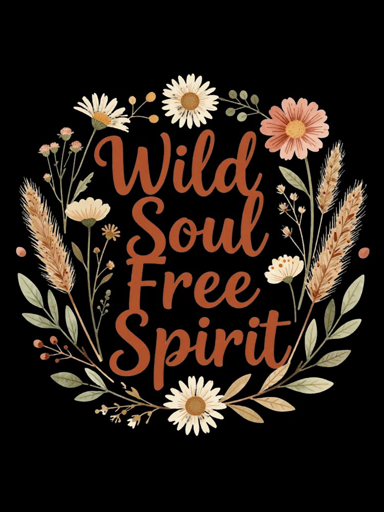 Wild Soul Free Spirit Boho Floral Design | Aesthetic Wildflower Graphic by Zyynpixel