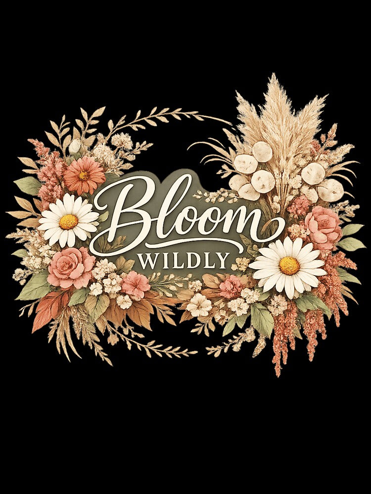Bloom Wildly Boho Floral Design | Elegant Botanical T-shirt Graphic by Zyynpixel