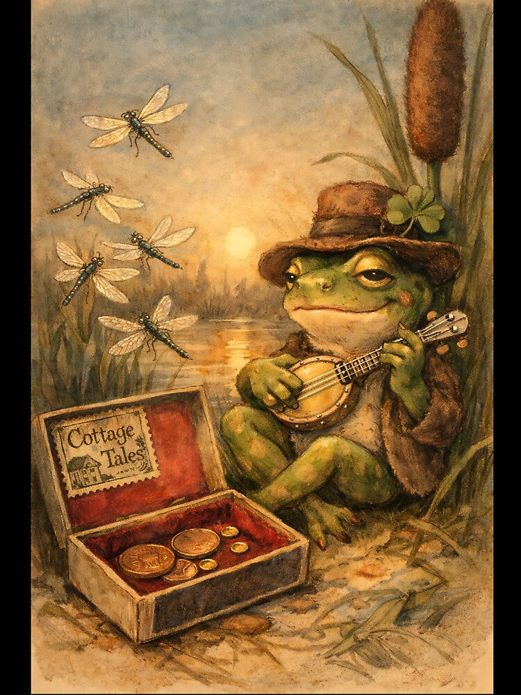 The Banjo-Playing Troubadour - Cottagecore Frog by bapupa