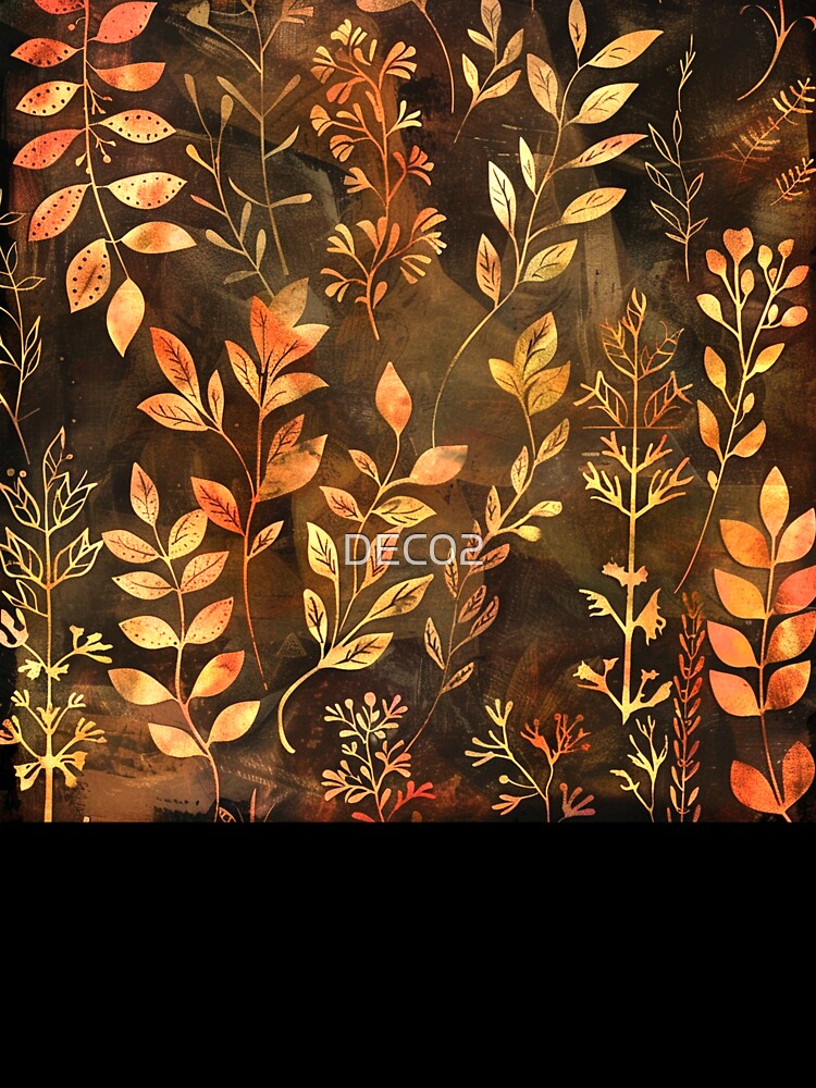 Golden Earth Tones Boho Leaves Designs Digital Art by DEC02