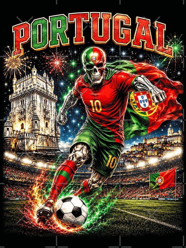 Portugal Soccer Skeleton Retro Collage by OceanBandwear
