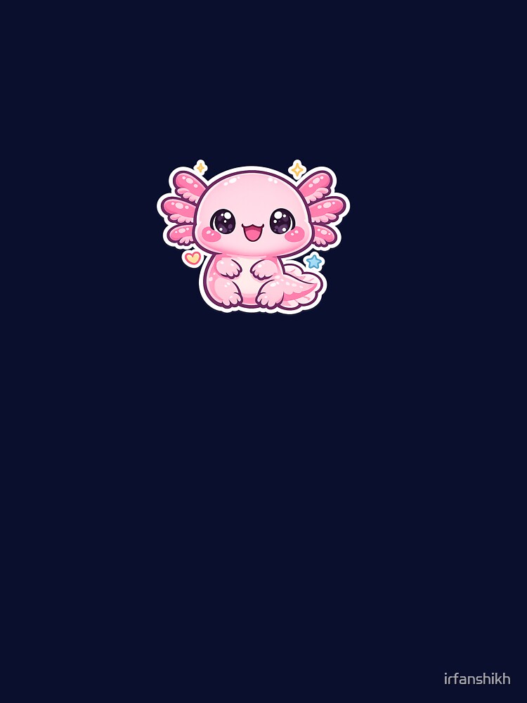 Cute Pink Axolotl Kawaii Cartoon – Adorable Pastel Axolotl Sticker & T-Shirt Design by irfanshikh