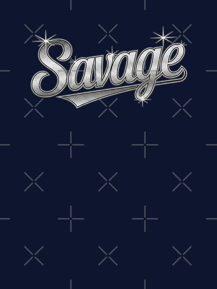 Savage Metallic Varsity Typography | aespa Inspired Y2K Chrome Design by Meivelle