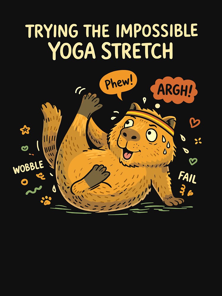 Funny Capybara Yoga Fail Leg Stretch by VibeWear2026