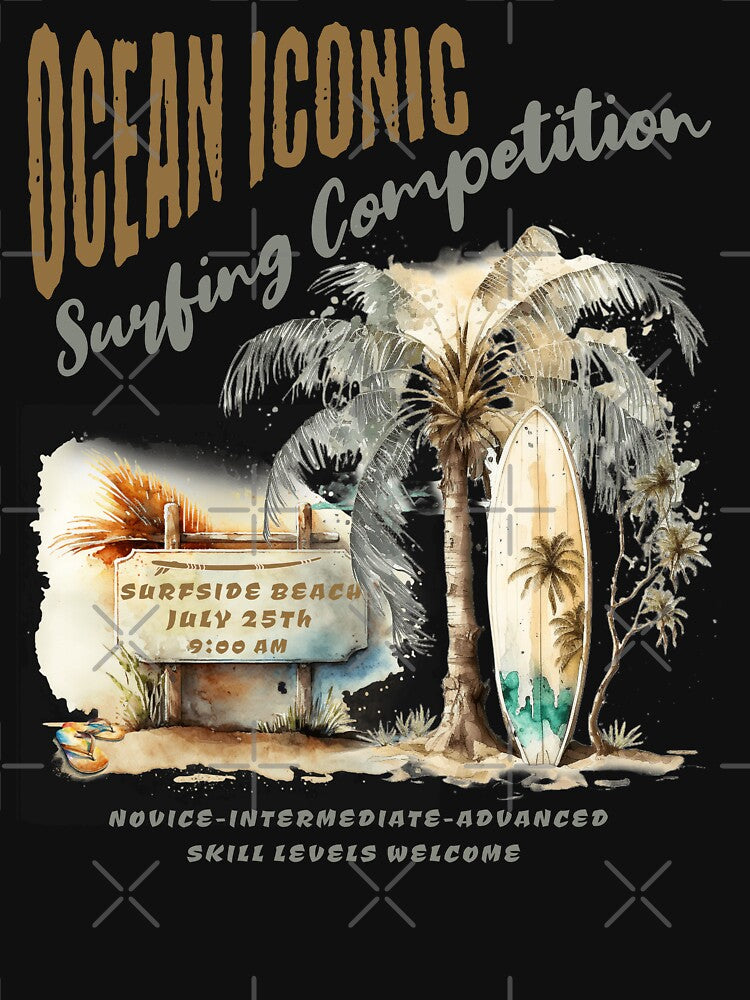 Classic Retro Surfing, Tropical Surfing Competition Design by OceanIconic