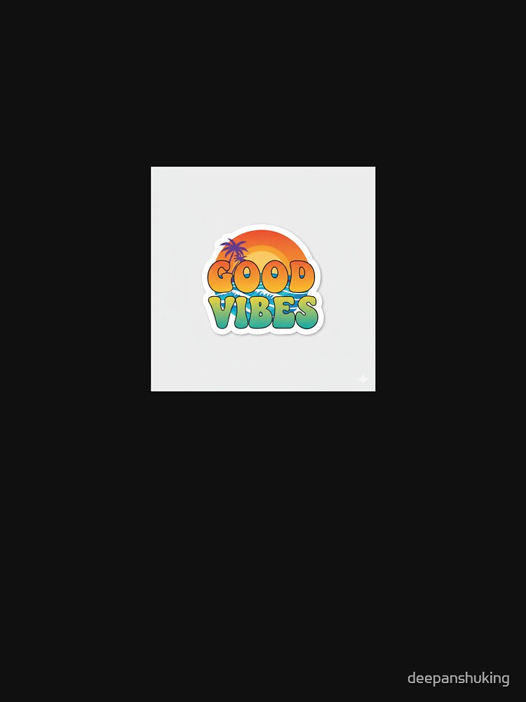 Good Vibes Retro Sunset Beach Typography with Palm Trees by deepanshuking