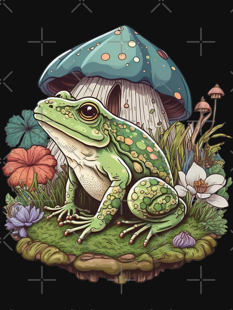 Cottagecore Aesthetic Frog With Mushroom. Cute Mushroom Frog by ahmed2751989