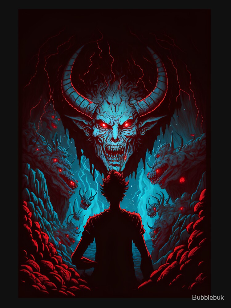 Anime Man Dreaming about Hell Demons and Devils by Bubblebuk