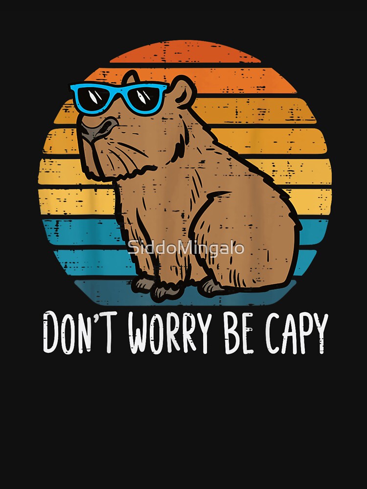 Don't Worry Be Capy Funny Capybara Retro Sunset Sunglasses Chill Animal Pun by SiddoMingalo