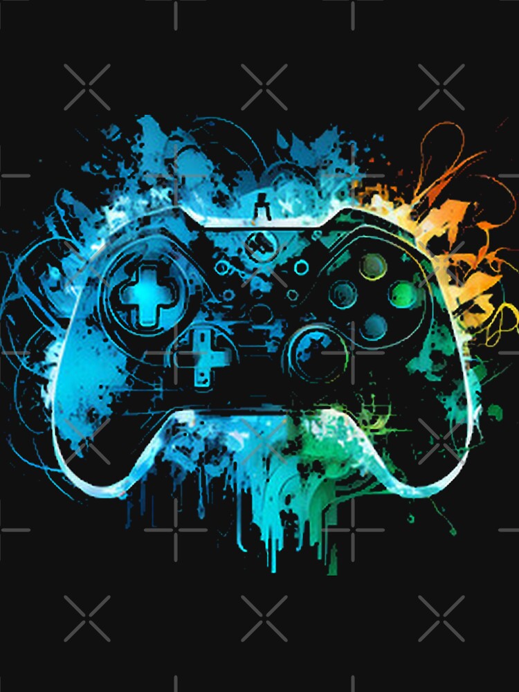 Neon Gaming Controller Splash Art Design by Daisy Doodles