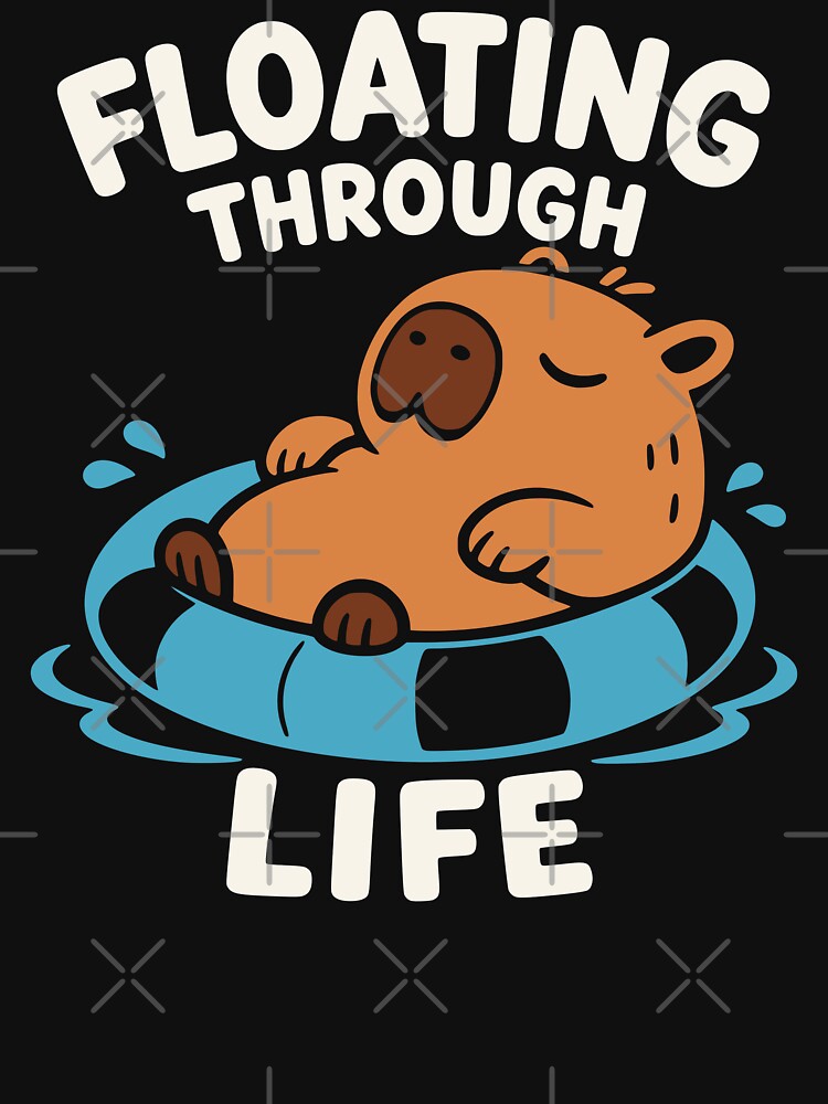 Floating Through Life Cute Retro Capybara by MavtM
