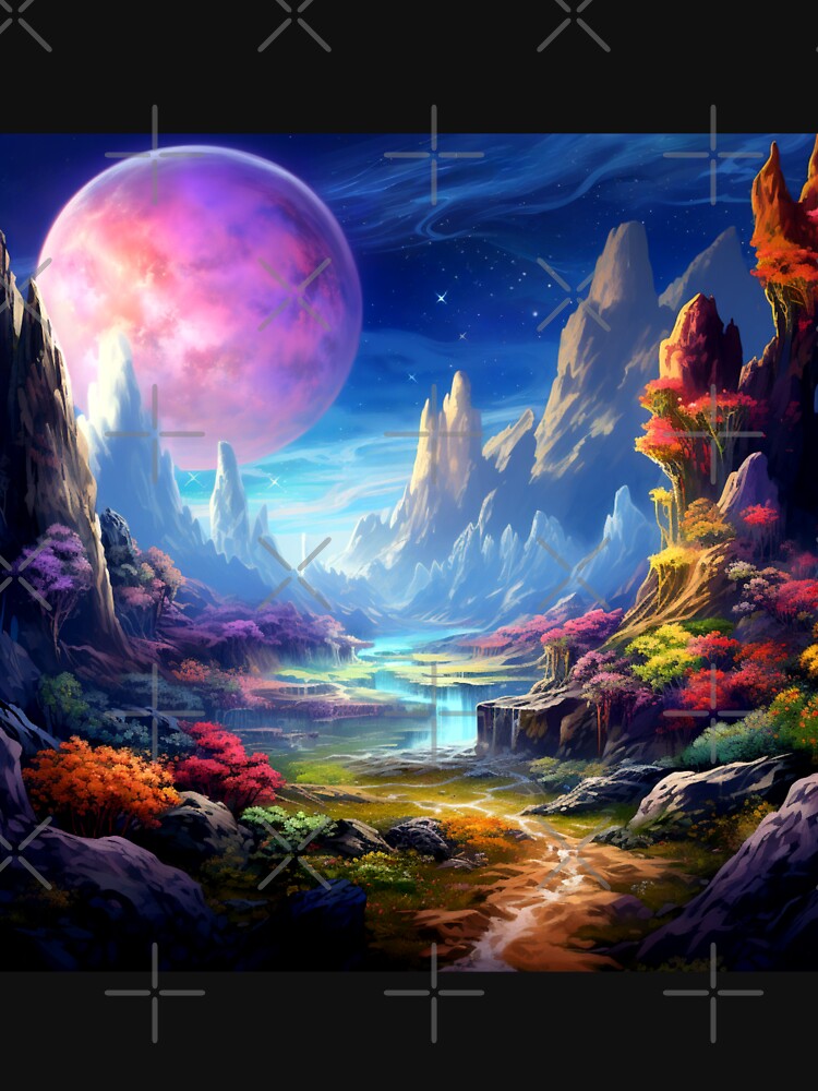 Fantasy Landscape - Pink Moon Sky by Fantasy Masterpiece