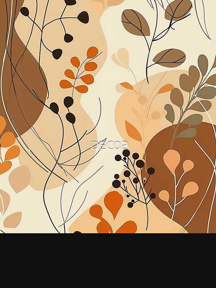 Boho Warm Earthtones Elegant Abstract Leaves Design Art by DEC02