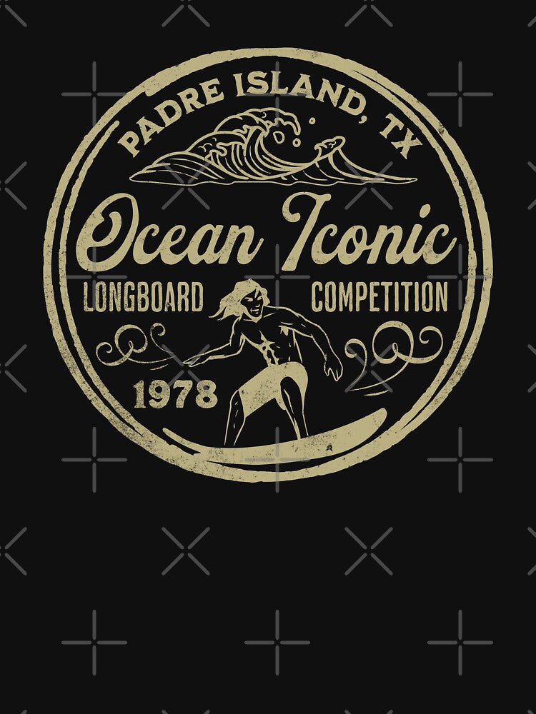 Retro Surfing, Padre Island Longboard Surfing Competition Design by OceanIconic