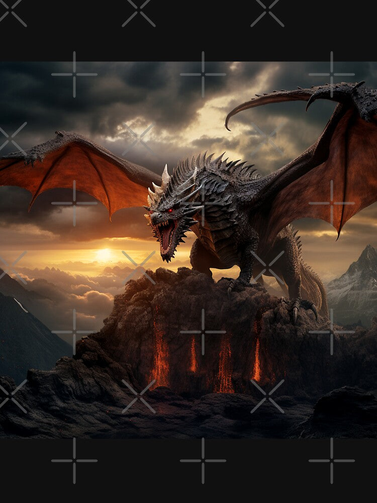Dark Fantasy Landscape - Roaring Red Dragon by Fantasy Masterpiece