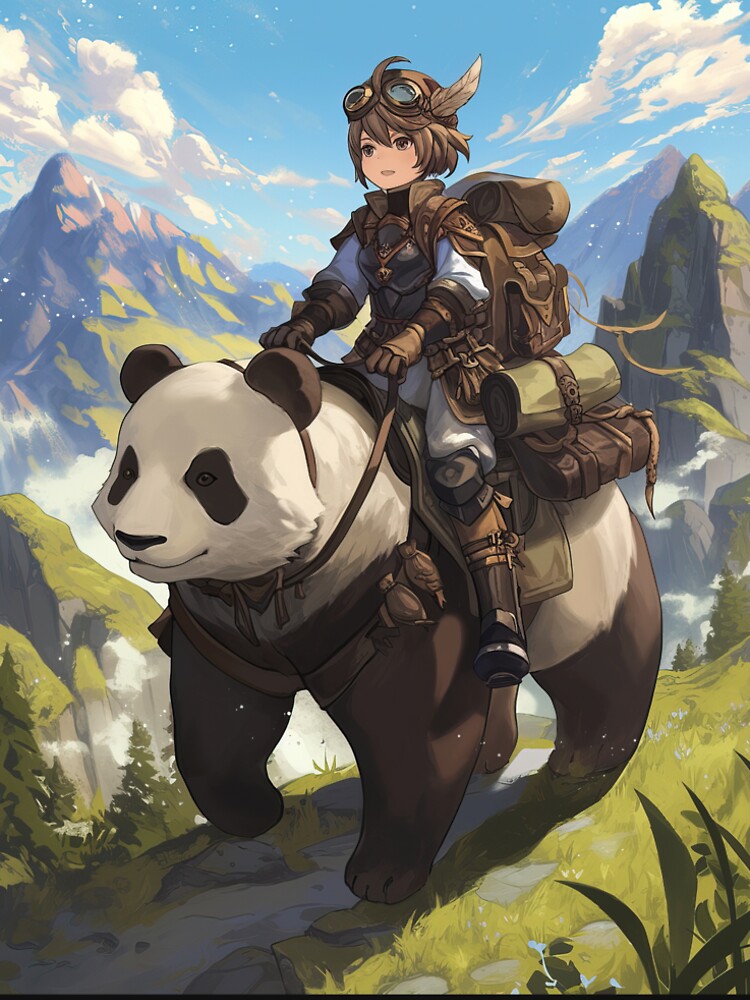 Anime boy traveling on panda by TheArtistOf2022