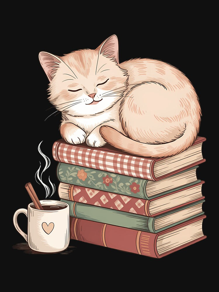 Cozy Cat and Book Lover Reading Bookish Holiday by TrinaEspinoza
